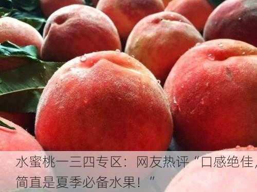 水蜜桃一三四专区：网友热评“口感绝佳，简直是夏季必备水果！”