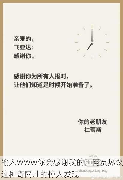 输入WWW你会感谢我的：网友热议这神奇网址的惊人发现！