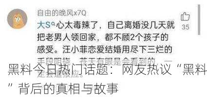 黑料今日热门话题：网友热议“黑料”背后的真相与故事