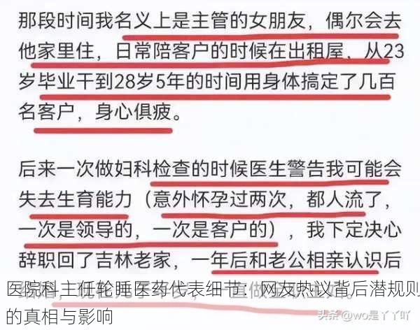 医院科主任轮睡医药代表细节：网友热议背后潜规则的真相与影响