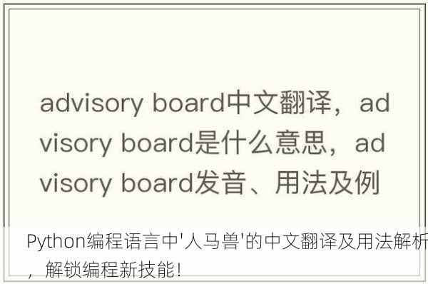 Python编程语言中'人马兽'的中文翻译及用法解析，解锁编程新技能！