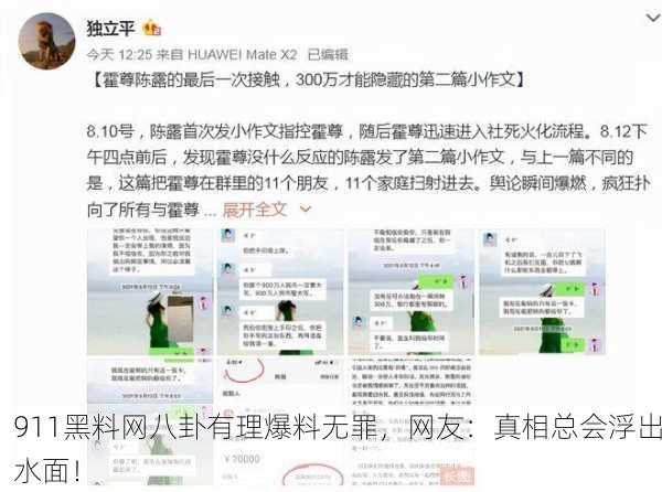 911黑料网八卦有理爆料无罪，网友：真相总会浮出水面！