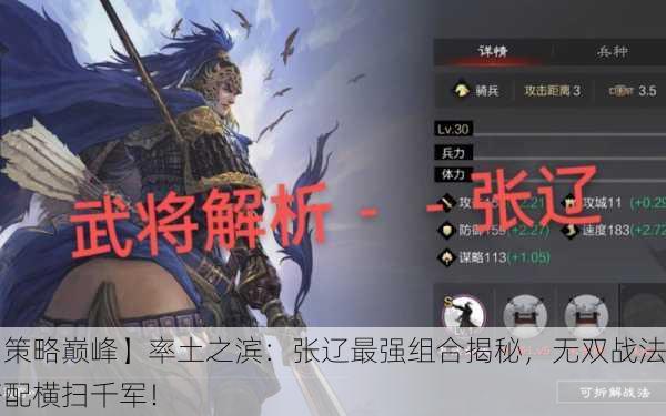 【策略巅峰】率土之滨：张辽最强组合揭秘，无双战法搭配横扫千军！