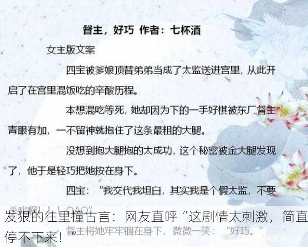 发狠的往里撞古言：网友直呼“这剧情太刺激，简直停不下来！”