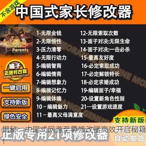 揭秘：中国式网游至尊修改器高效开启秘籍！
