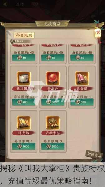 揭秘《叫我大掌柜》贵族特权，充值等级最优策略指南！