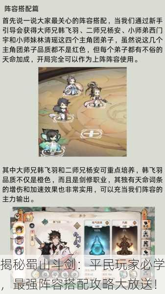 揭秘蜀山斗剑：平民玩家必学，最强阵容搭配攻略大放送！