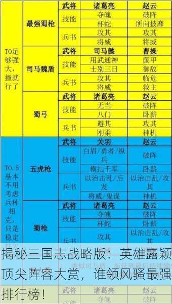 揭秘三国志战略版：英雄露颖顶尖阵容大赏，谁领风骚最强排行榜！