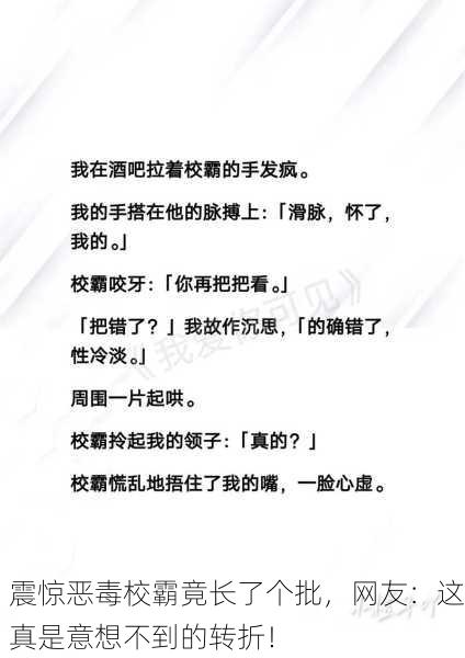 震惊恶毒校霸竟长了个批，网友：这真是意想不到的转折！