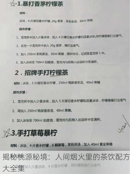 揭秘桃源秘境：人间烟火里的茶饮配方大全集