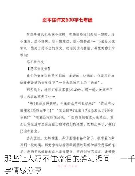 那些让人忍不住流泪的感动瞬间——一千字情感分享