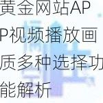 黄金网站APP视频播放画质多种选择功能解析