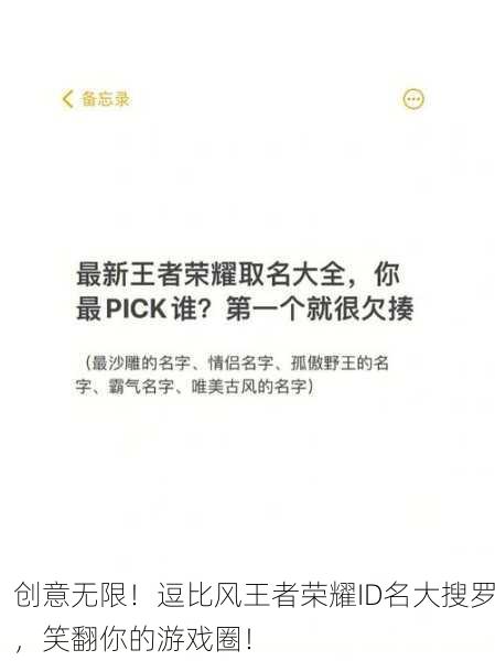 创意无限！逗比风王者荣耀ID名大搜罗，笑翻你的游戏圈！