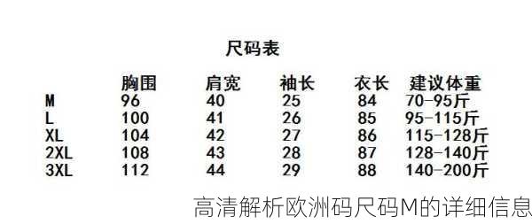 高清解析欧洲码尺码M的详细信息