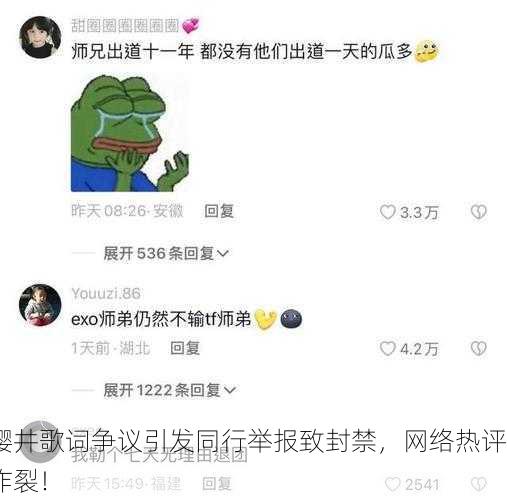 樱井歌词争议引发同行举报致封禁，网络热评炸裂！