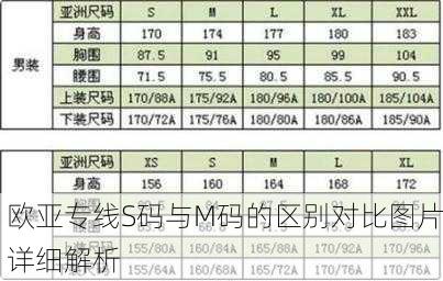 欧亚专线S码与M码的区别对比图片详细解析