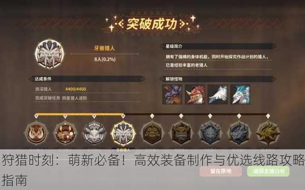 狩猎时刻：萌新必备！高效装备制作与优选线路攻略指南