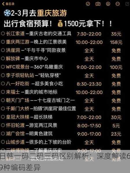 日韩一码二码三码区别解析：深度解读69种编码差异