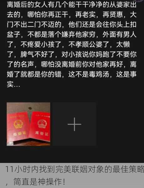 11小时内找到完美联姻对象的最佳策略，简直是神操作！