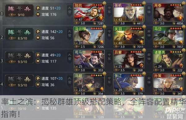 率土之滨：揭秘群雄顶级搭配策略，全阵容配置精华指南！