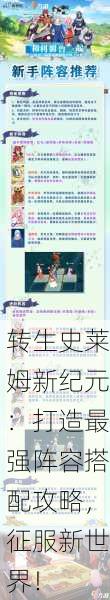 转生史莱姆新纪元：打造最强阵容搭配攻略，征服新世界！
