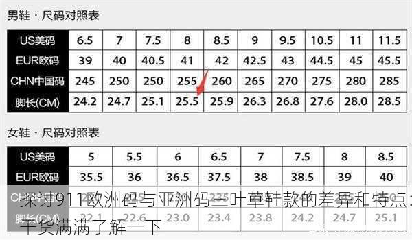 探讨911欧洲码与亚洲码三叶草鞋款的差异和特点：干货满满了解一下