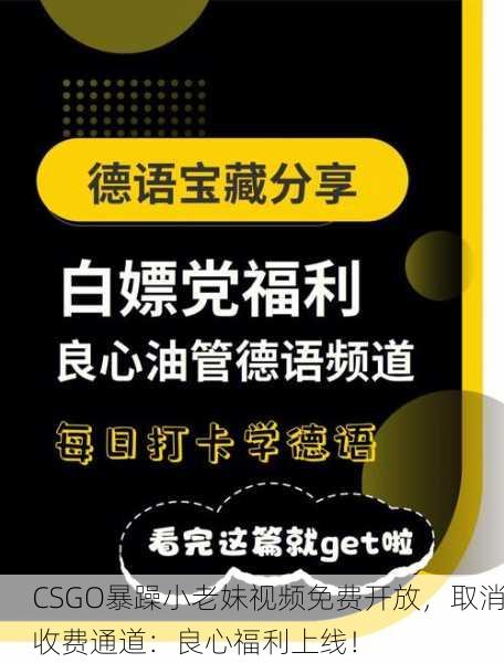 CSGO暴躁小老妹视频免费开放，取消收费通道：良心福利上线！