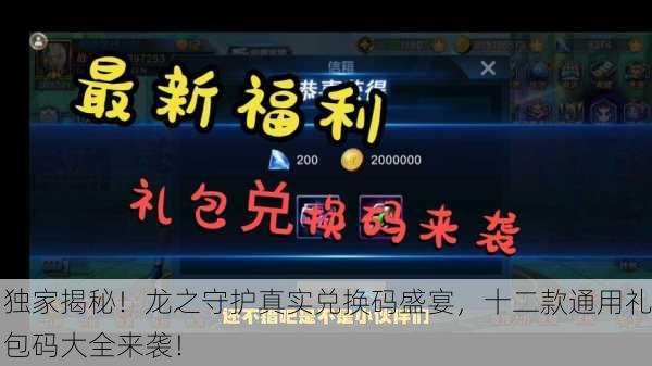 独家揭秘！龙之守护真实兑换码盛宴，十二款通用礼包码大全来袭！