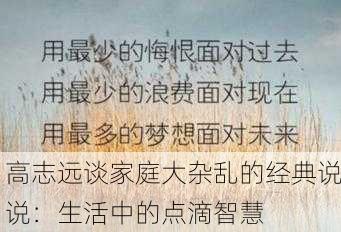 高志远谈家庭大杂乱的经典说说：生活中的点滴智慧