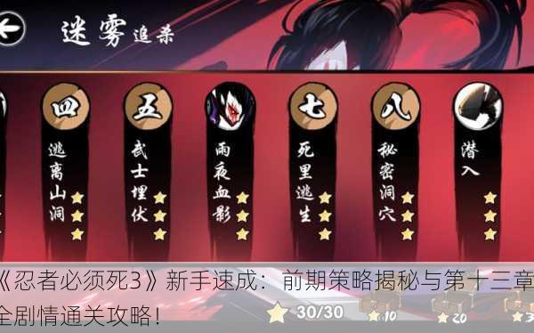 《忍者必须死3》新手速成：前期策略揭秘与第十三章全剧情通关攻略！