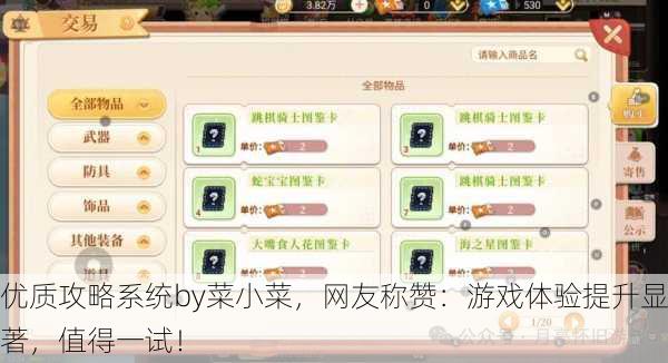 优质攻略系统by菜小菜，网友称赞：游戏体验提升显著，值得一试！