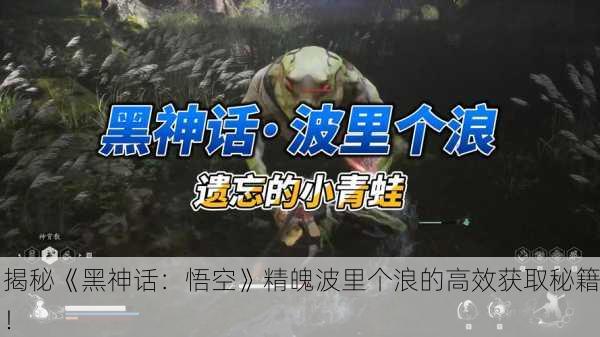 揭秘《黑神话：悟空》精魄波里个浪的高效获取秘籍！