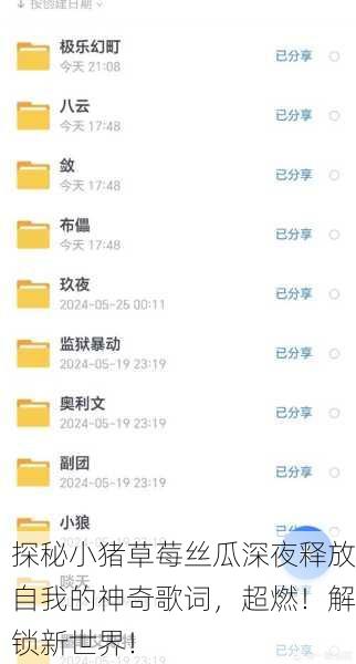 探秘小猪草莓丝瓜深夜释放自我的神奇歌词，超燃！解锁新世界！