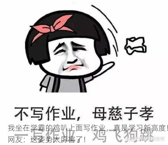 我坐在学霸的鸡叭上面写作业，真是学习新高度！网友：这姿势太厉害了！