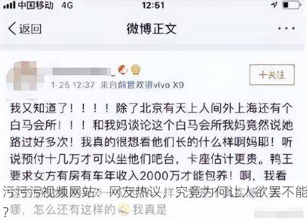 污污污视频网站：网友热议，究竟为何让人欲罢不能？