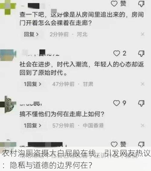 农村沟厕盗摄大白屁股在线，引发网友热议：隐私与道德的边界何在？