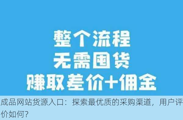 成品网站货源入口：探索最优质的采购渠道，用户评价如何？