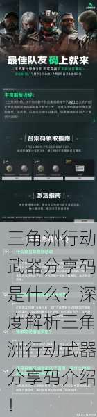 三角洲行动武器分享码是什么？深度解析三角洲行动武器分享码介绍！