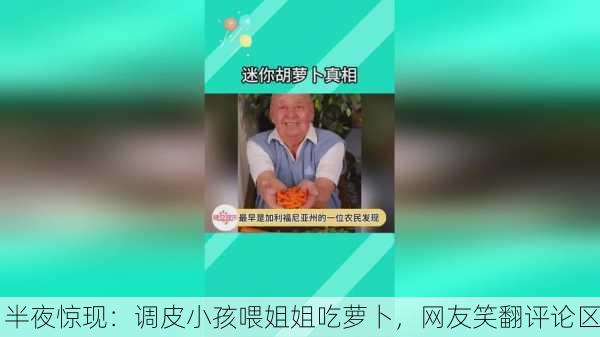 半夜惊现：调皮小孩喂姐姐吃萝卜，网友笑翻评论区