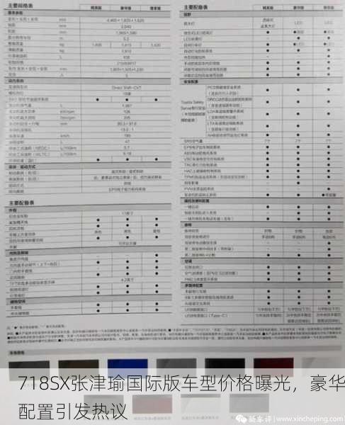 718SX张津瑜国际版车型价格曝光，豪华配置引发热议