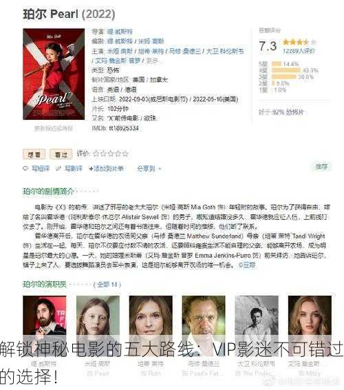 解锁神秘电影的五大路线：VIP影迷不可错过的选择！