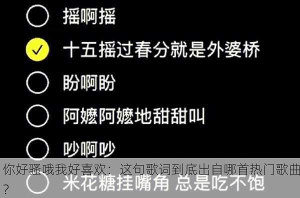 你好骚哦我好喜欢：这句歌词到底出自哪首热门歌曲？
