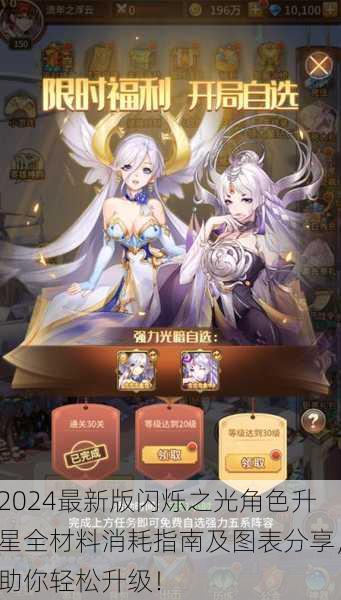 2024最新版闪烁之光角色升星全材料消耗指南及图表分享，助你轻松升级！