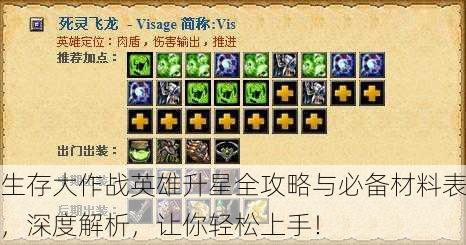 生存大作战英雄升星全攻略与必备材料表，深度解析，让你轻松上手！