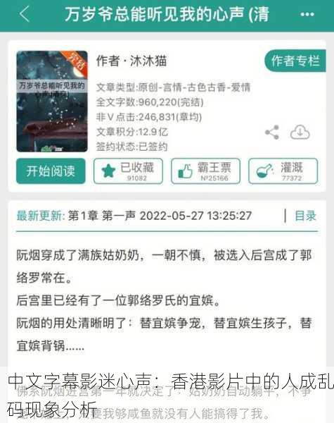 中文字幕影迷心声：香港影片中的人成乱码现象分析
