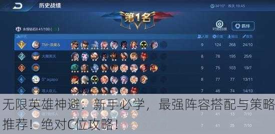 无限英雄神避：新手必学，最强阵容搭配与策略推荐！绝对C位攻略！