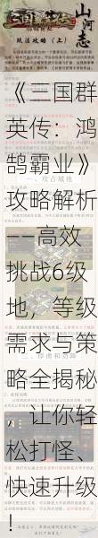 《三国群英传：鸿鹄霸业》攻略解析——高效挑战6级地，等级需求与策略全揭秘，让你轻松打怪、快速升级！