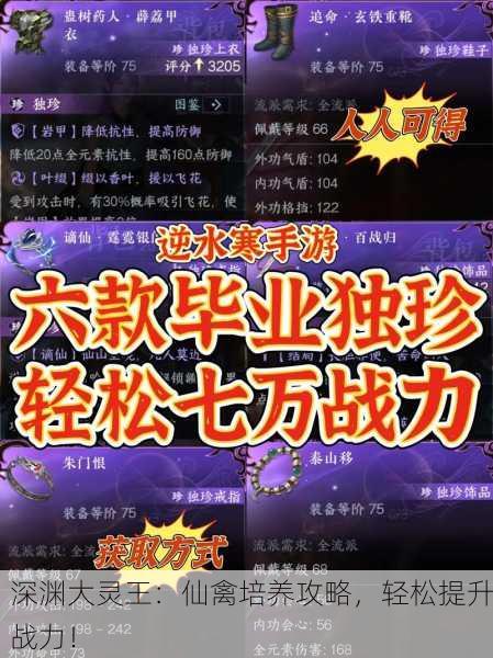 深渊大灵王：仙禽培养攻略，轻松提升战力！