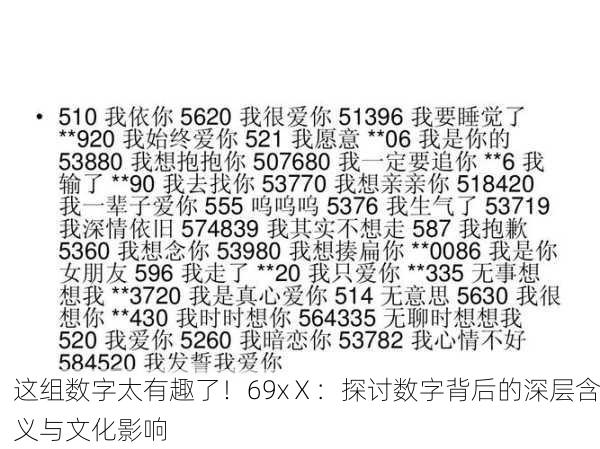 这组数字太有趣了！69xⅩ：探讨数字背后的深层含义与文化影响