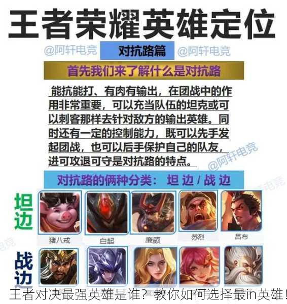 王者对决最强英雄是谁？教你如何选择最in英雄！